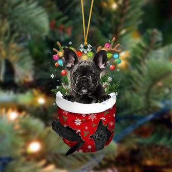 Ornament- BLACK French Bulldog-In Christmas Pocket Two Sides Ornament, Happy Christmas Ornament, Car Ornament - Thegiftio UK