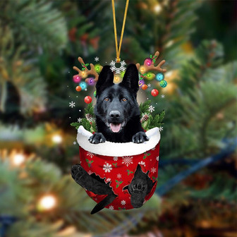 Ornament- BLACK German Shepherd-In Christmas Pocket Two Sides Ornament, Christmas Ornament, Car Ornament - Thegiftio UK