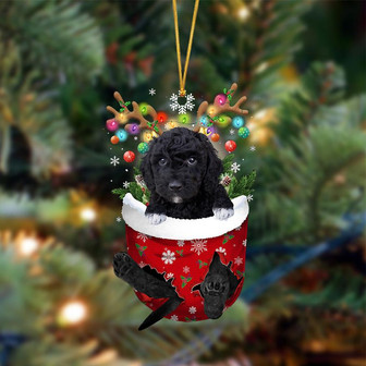 Ornament- BLACK Goldendoodle-In Christmas Pocket Two Sides Ornament, Happy Christmas Ornament, Car Ornament - Thegiftio UK