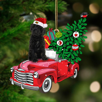 Ornament- BLACK Labradoodle-Pine Truck Hanging Ornament, Happy Christmas Ornament, Car Ornament - Thegiftio UK