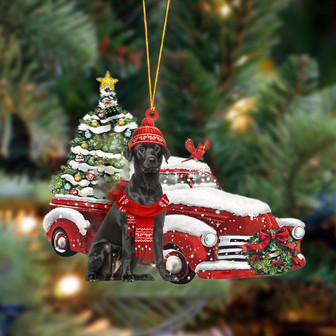 Ornament- Black Labrador-Christmas Car Two Sided Ornament, Happy Christmas Ornament, Car Ornament - Thegiftio UK