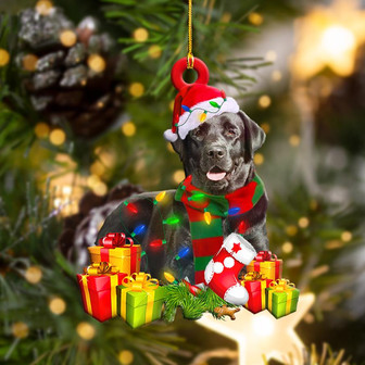 Ornament- Black Labrador Christmas Shape Ornament, Happy Christmas Ornament, Car Ornament - Thegiftio UK