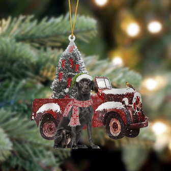 Ornament- Black Labrador-Christmas Truck Two Sided Ornament, Happy Christmas Ornament, Car Ornament - Thegiftio UK