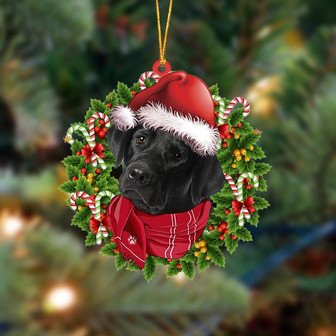 Ornament- BLACK Labrador-Xmas Bandana Hanging Ornament, Happy Christmas Ornament, Car Ornament - Thegiftio UK