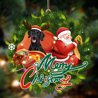 Ornament- Black Labrador2-Santa & dog Hanging Ornament, Happy Christmas Ornament, Car Ornament - Thegiftio UK