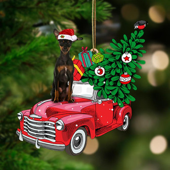 Ornament- BLACK Miniature Pinscher-Pine Truck Hanging Ornament, Happy Christmas Ornament, Car Ornament - Thegiftio UK