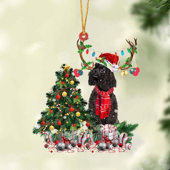 Ornament- BLACK Miniature Poodle-Christmas Tree Gift Hanging Ornament, Happy Christmas Ornament, Car Ornament - Thegiftio UK