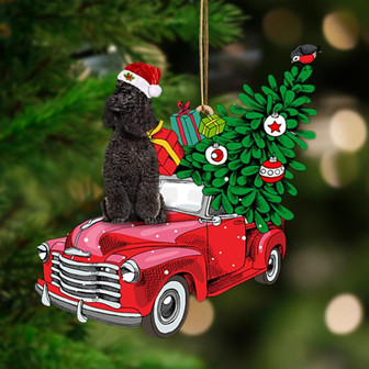 Ornament- BLACK Miniature Poodle-Pine Truck Hanging Ornament, Happy Christmas Ornament, Car Ornament - Thegiftio UK