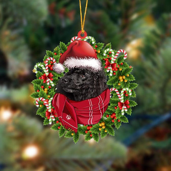 Ornament- BLACK Miniature Poodle-Xmas Bandana Hanging Ornament, Happy Christmas Ornament, Car Ornament - Thegiftio UK