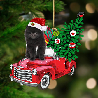 Ornament- BLACK Pomeranian Phone Case C-Pine Truck Hanging Ornament, Happy Christmas Ornament, Car Ornament - Thegiftio UK