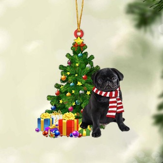 Ornament- BLACK Pug 1-Christmas Star Hanging Ornament, Happy Christmas Ornament, Car Ornament - Thegiftio UK