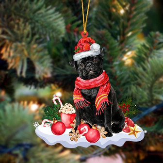 Ornament- BLACK Pug 3-Better Christmas Hanging Ornament, Happy Christmas Ornament, Car Ornament - Thegiftio UK