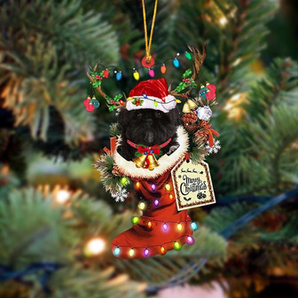 Ornament- BLACK Shih Tzu-Xmas Boot-Two Sided Ornament, Happy Christmas Ornament, Car Ornament - Thegiftio UK