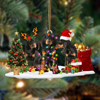 Ornament- Black Tan Coonhound-Christmas Dog Friends Hanging Ornament, Happy Christmas Ornament, Car Ornament - Thegiftio UK