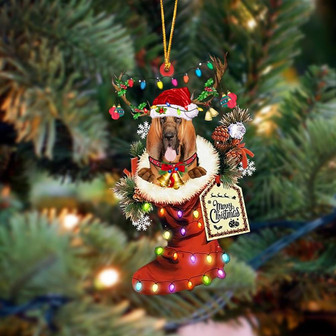 Ornament- Bloodhound 1-Xmas Boot-Two Sided Ornament, Happy Christmas Ornament, Car Ornament - Thegiftio UK
