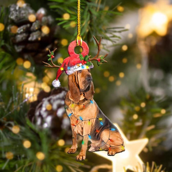 Ornament- Bloodhound Christmas Shape Ornament, Happy Christmas Ornament, Car Ornament - Thegiftio UK
