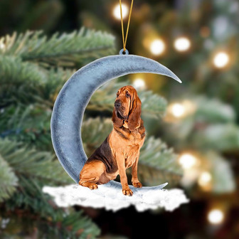 Ornament- Bloodhounds Sits On The Moon Hanging Ornament Dog Ornament, Car Ornament, Christmas Ornament - Thegiftio UK