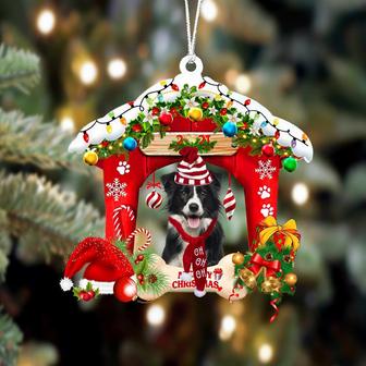 Ornament- Border Collie-Christmas House Two Sided Ornament, Happy Christmas Ornament, Car Ornament - Thegiftio UK