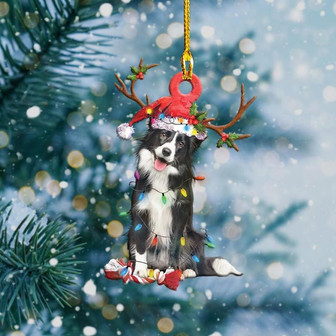 Ornament- Border Collie Christmas Shape Orament, Happy Christmas Ornament, Car Ornament - Thegiftio UK