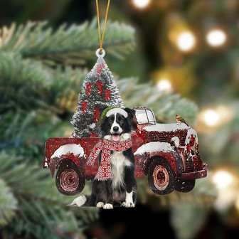 Ornament- Border Collie-Christmas Truck Two Sided Ornament, Happy Christmas Ornament, Car Ornament - Thegiftio UK