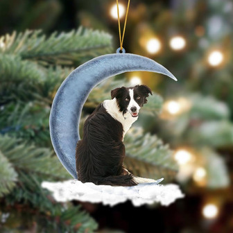 Ornament- Border Collie Sits On The Moon Hanging Ornament Dog Ornament, Car Ornament, Christmas Ornament - Thegiftio UK
