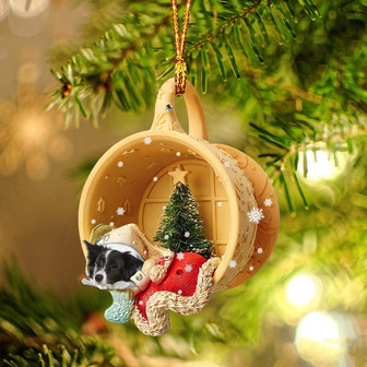 Ornament- Border Collie Sleeping In A Cup Christmas Ornament Dog Ornament, Car Ornament, Christmas Ornament - Thegiftio UK