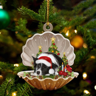 Ornament- Border Collie3-Sleeping Pearl in Christmas Two Sided Ornament, Christmas Ornament, Car Ornament - Thegiftio UK