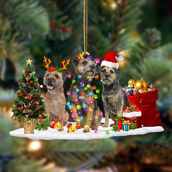 Ornament- Border Terrier-Christmas Dog Friends Hanging Ornament, Happy Christmas Ornament, Car Ornament - Thegiftio UK
