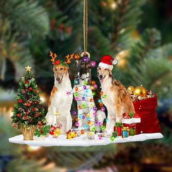Ornament- Borzoi-Christmas Dog Friends Hanging Ornament, Happy Christmas Ornament, Car Ornament - Thegiftio UK