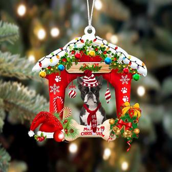 Ornament- Boston terrier-Christmas House Two Sided Ornament, Happy Christmas Ornament, Car Ornament - Thegiftio UK