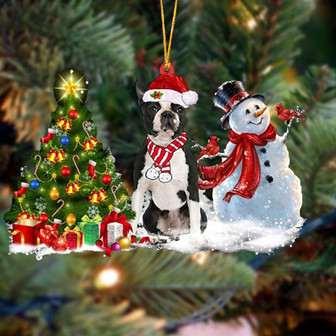 Ornament- Boston Terrier Christmas Snow Hanging Ornament Dog Ornament, Car Ornament, Christmas Ornament - Thegiftio UK