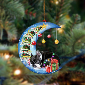 Ornament- Boston Terrier-Sleep On The Moon Christmas Two Sided Ornament, Christmas Ornament, Car Ornament - Thegiftio UK
