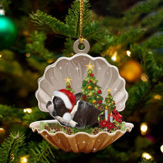 Ornament- Boston Terrier-Sleeping Pearl in Christmas Two Sided Ornament, Christmas Ornament, Car Ornament - Thegiftio UK