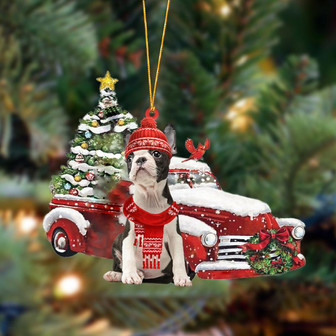 Ornament- Boston Terrier3-Christmas Car Two Sided Ornament, Happy Christmas Ornament, Car Ornament - Thegiftio UK