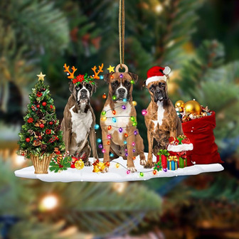 Ornament- Boxer-Christmas Dog Friends Hanging Ornament, Happy Christmas Ornament, Car Ornament - Thegiftio UK