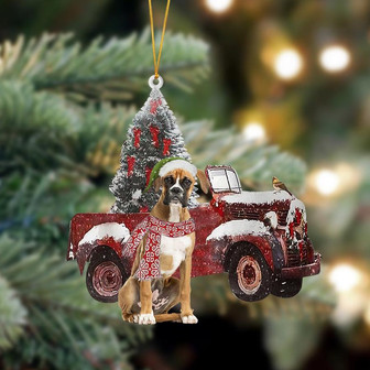 Ornament- Boxer-Christmas Truck Two Sided Ornament, Happy Christmas Ornament, Car Ornament - Thegiftio UK