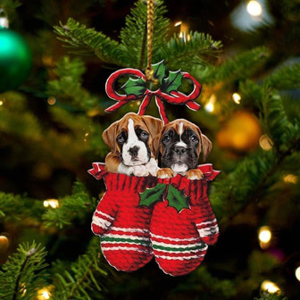 Ornament- Boxer Inside Your Gloves Christmas Holiday-Two Sided Ornament, Christmas Ornament, Car Ornament - Thegiftio UK