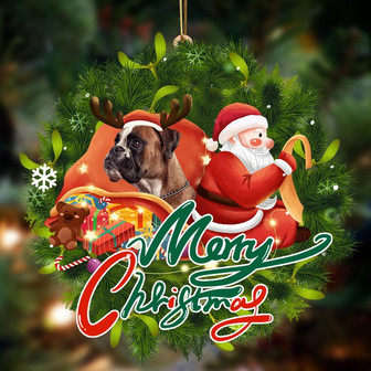 Ornament- boxer-Santa & dog Hanging Ornament, Happy Christmas Ornament, Car Ornament - Thegiftio UK