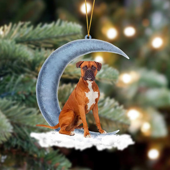 Ornament- Boxer Sits On The Moon Hanging Ornament Dog Ornament, Car Ornament, Christmas Ornament - Thegiftio UK