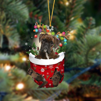 Ornament- BRINDLE Boxer-In Christmas Pocket Two Sides Ornament, Happy Christmas Ornament, Car Ornament - Thegiftio UK