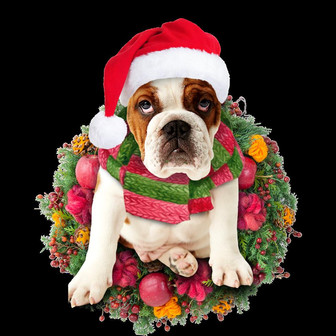 Ornament- British Bulldog Christmas Ornament, Happy Christmas Ornament, Car Ornament - Thegiftio UK