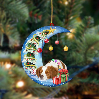Ornament- Brittany Spaniel-Sleep On The Moon Christmas Two Sided Ornament, Christmas Ornament, Car Ornament - Thegiftio UK