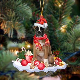 Ornament- BROWN Boxer-Better Christmas Hanging Ornament, Happy Christmas Ornament, Car Ornament - Thegiftio UK