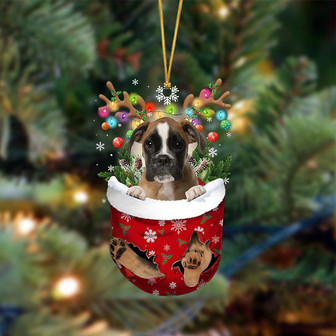 Ornament- BROWN Boxer-In Christmas Pocket Two Sides Ornament, Happy Christmas Ornament, Car Ornament - Thegiftio UK