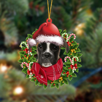 Ornament- BROWN Boxer-Xmas Bandana Hanging Ornament, Happy Christmas Ornament, Car Ornament - Thegiftio UK