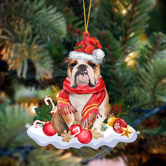 Ornament- BROWN English Bulldog-Better Christmas Hanging Ornament, Happy Christmas Ornament, Car Ornament - Thegiftio UK
