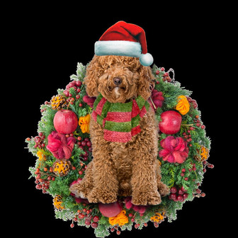 Ornament- Brown Labradoodle Christmas Ornament, Happy Christmas Ornament, Car Ornament - Thegiftio UK