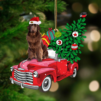 Ornament- BROWN Newfoundland-Pine Truck Hanging Ornament, Happy Christmas Ornament, Car Ornament - Thegiftio UK