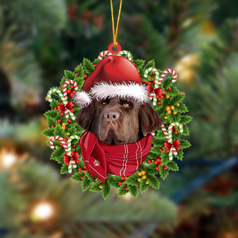 Ornament- BROWN Newfoundland-Xmas Bandana Hanging Ornament, Happy Christmas Ornament, Car Ornament - Thegiftio UK