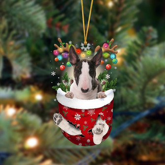 Ornament- Bull Terrier-In Christmas Pocket Two Sides Ornament, Happy Christmas Ornament, Car Ornament - Thegiftio UK